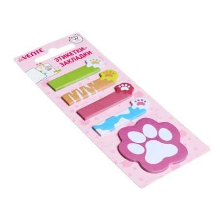 Bookmarks with adhesive edge 15 x 48 mm/45 x 45mm, 5 colors of 20 sheets, paper, Devente Cat PAWS-1