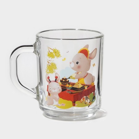 Mug "Cute fluffs", glass, 200 ml, MIX drawing