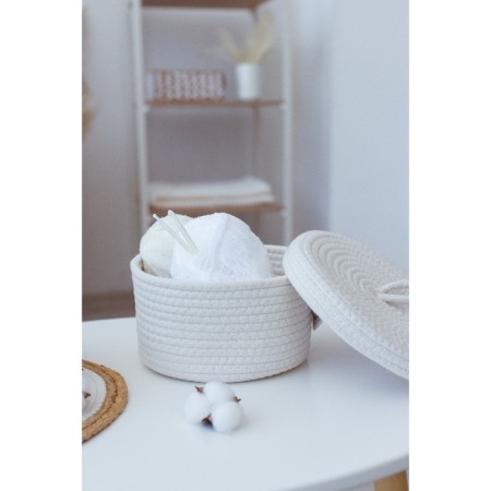 Basket for storage ladled handmade LadOM "BALL", 21 × 21 × 11 cm, beige color-6