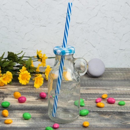 Glass bottle with a lid and a tube, 200 ml, 7.5 × 6 × 14.5 cm, color mix-6