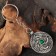 Amulet "coil" with a stone malachite, 35x43 mm, metal