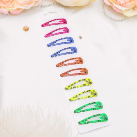 Invisibility for hair "Astoria" (set 10 pcs) flowers and stars, 4.8 cm, mix-1