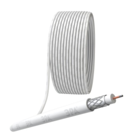 Coaxial cable RG-6U, 75 Ohms, CCS/(braid AL 48%), PVC, white color, 10 m bay, Simple