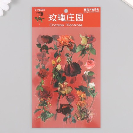 Stickers for creativity PVC "Red Flowers" set 2 sheets 10x15 cm-2