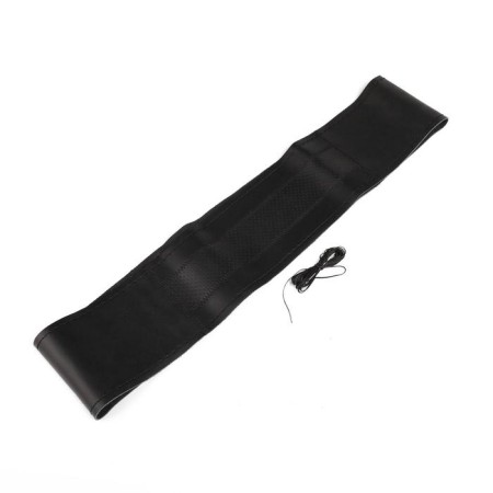 Cartage braid braid, 38 cm, genuine leather with perforation, black