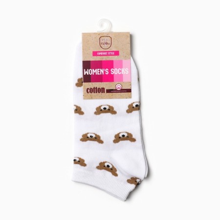 Women's socks shortened "cubs", white/olive color, river 23-25-2
