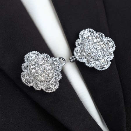 Cardigan clamp "Opener", white color in silver
