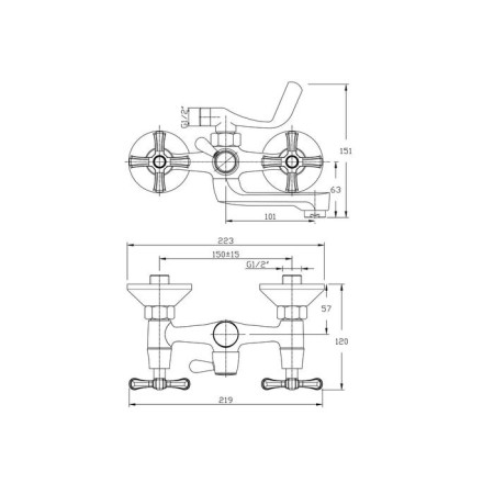 Bath mixer Rush Bianki Bi7650-44, two-wound, short spout, chrome-1