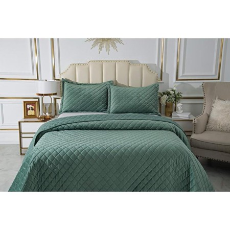A set with a veil "Nathaniel", size 160x220 cm, 50x70 cm, emerald color-1