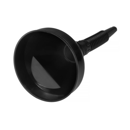 Fuel and lubricants funnel with a grid, collapsible corrugated, black, 140 mm