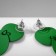 Earrings Metal "Lady" circles, duo, dark green color