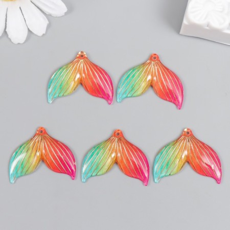 Decor for creativity plastic "Tail of a mermaid with golden lines" Rainbow 3x2.4 cm-2