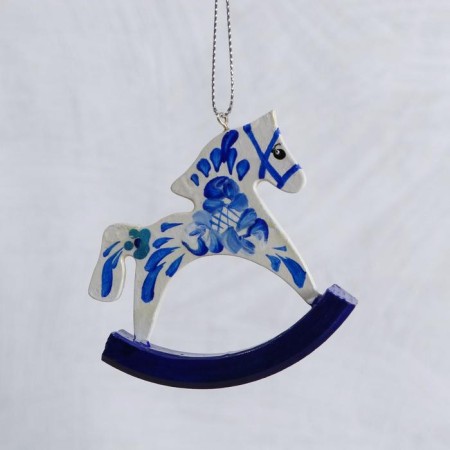 Souvenir "Horse-rocking" under Gzhel, 6.5 cm, manual painting-3