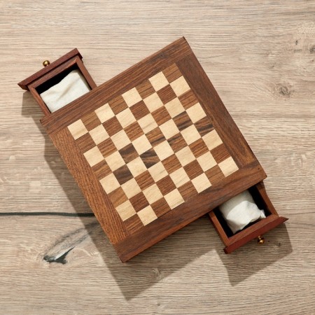 Checking chess with drawers, board 20x20 cm, shisham tree-10