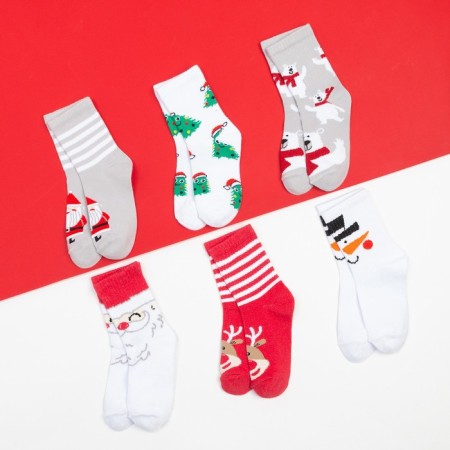 Gift gift set of socks Advent, 6 pairs Advent, 6 pairs "Happy New Year", 16-18 cm-1