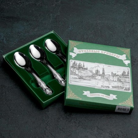 A set of teaspoons "Troika", h = 14 cm, thickness 1.5 mm, 6 pcs, silver color-3
