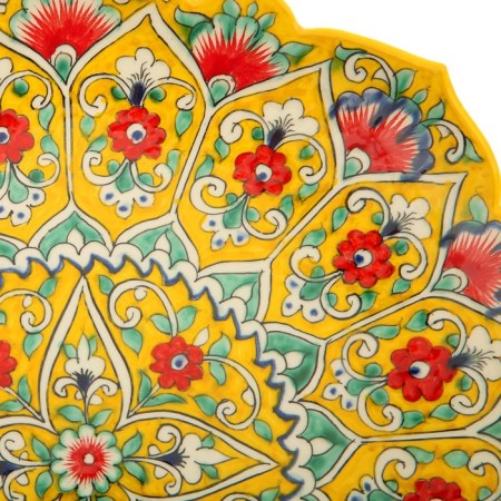 Largan Rishtan ceramics "Flowers", 31 cm, yellow mix, corrugated-17