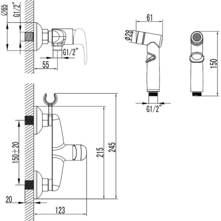 LEMARK Pramen LM3318BL bideter, with hygienic shower, built -in, black-1