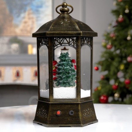 LED figure "Lantern with Santa Claus" 20 × 27 × 20 cm, plastic, AAX3 batteries (not in the kit), USB, white glow-3