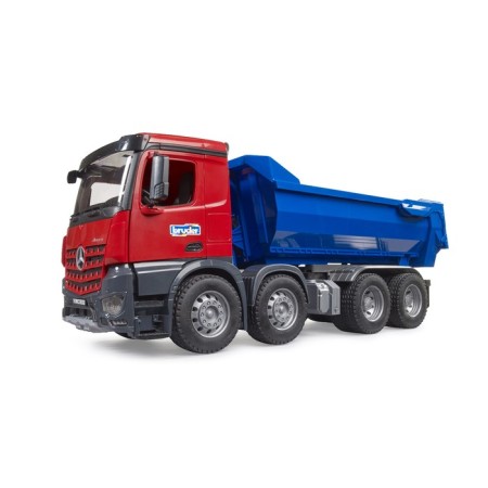Bruder Mercedes dump truck, red color with blue-2