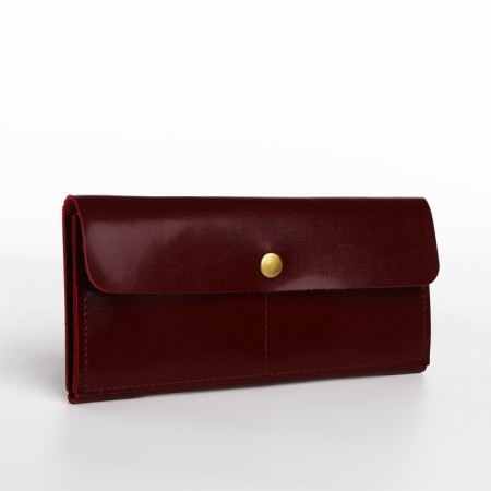 Women's wallet on the button, burgundy color