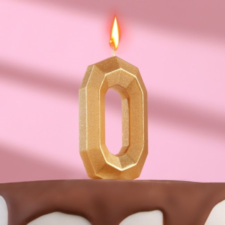 Candle in the cake "Geometry", number 0, gold metallic, 6.3 cm