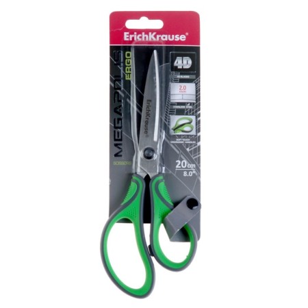 Scissors Erich Krause Megapolis Ergo, 20 cm, with an improved 4D swoops, do not rust, pens with rubber inserts, in a blist-5