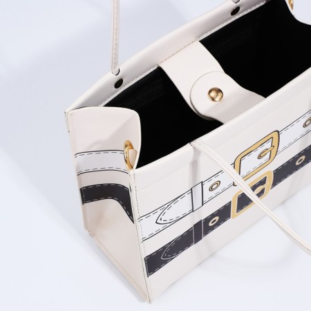 Female bag, lightning tout, white color-6