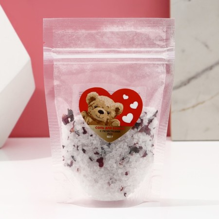 Bath salt with rose petals, 150 g, pure happiness-2