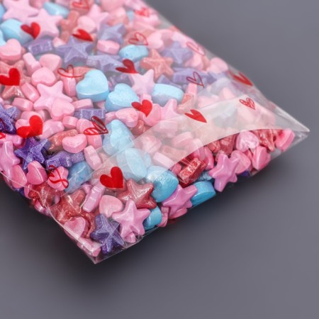 Package Packing BOPP, with a bottom fold, "Hearts Reds" 9*19 cm set 50 pcs-1