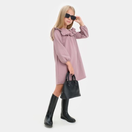 Платье для девочки с рюшей KAFTAN "Basic line", размер 34 (122-128), цвет сиреневый-1