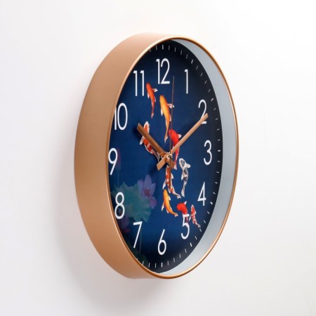 Wall clock, series: interior, "fish", smooth move, d-30 cm, aa-1