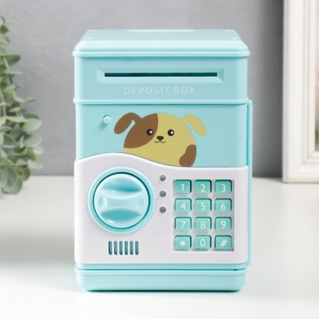 Piggy bank Plastic "safe. Puppy" code castle, sound aa blue 13x12x19 cm