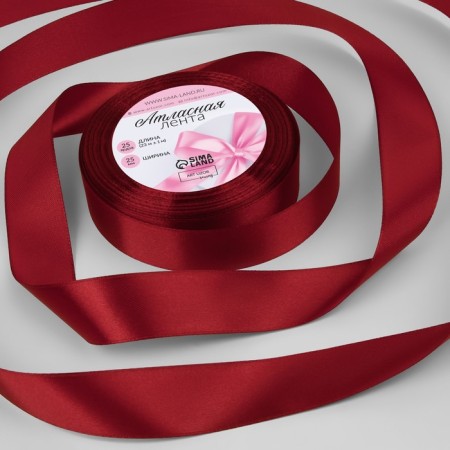 Satin tape, 25 mm × 23 ± 1 m, cherry color # 37