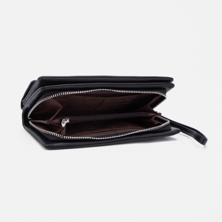 Women's wallet with a zipper, with a pen, black color-3