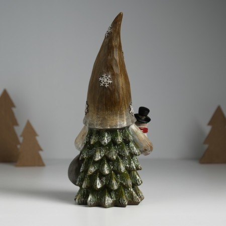 Suvenir Polystone "Santa Claus with snowflakes on a cap, with a snowman" 11x9.5x23 cm-3