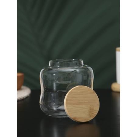 Glass Bank for bulk products with bamboo cover Bellatenero "Eco. Bend ", 700 ml, 10.5 × 11.5 cm-2