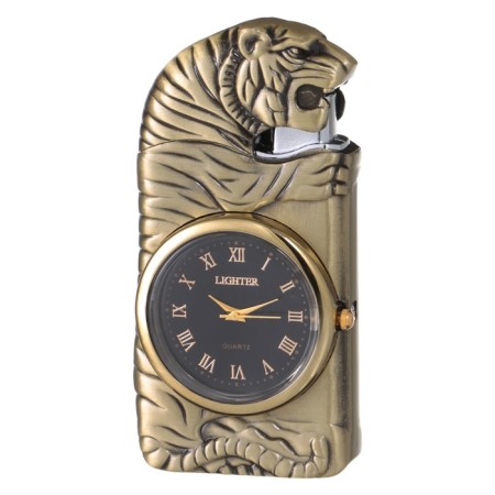 Gas lighter with clock "Tiger", piezo, flame adjustment, 7.8 x 3.7 x 1.2 cm-2