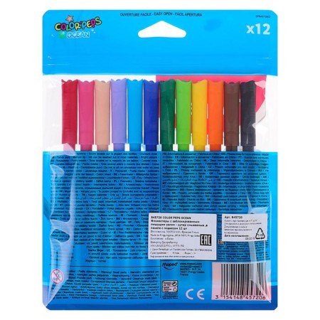 Flomasters 12 colors, Maped Color Peps Ocean, super -mo -mating, with a blocked writing knot-1