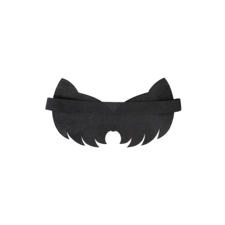Pecado BDSM mask, Cat with cat ears, genuine leather, black-2