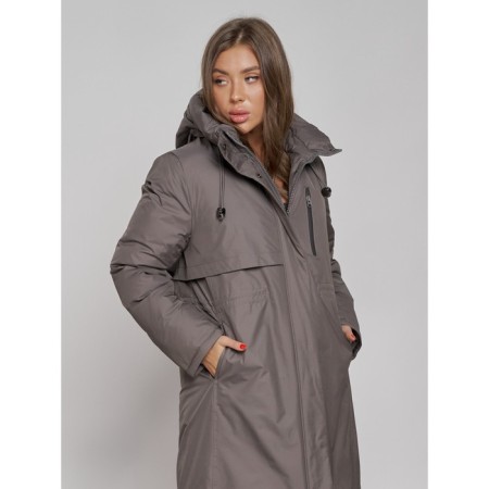 Coat insulated winter female, size 48, dark gray color-9