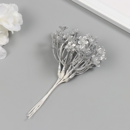 Artificial plant for creativity "forget -me -nots" 1 bouquet = 6 branches silver 13.5 cm-1