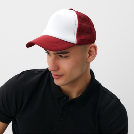 Baseball cap with minaku grid, burgundy color, size 56-58-3