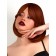 Artificial wig, with a bang, imitation of the skin, 30 cm, red color