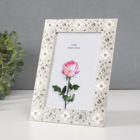 Photo frame metal, glass 10x15 cm "Arctur" White Rhinestones 1x14.2x19.2 cm-1