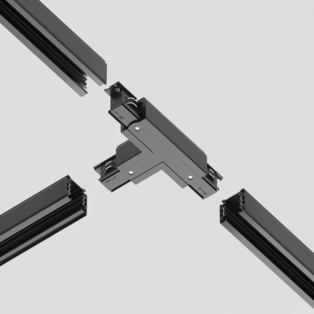 Connector T-shaped for the Technical Tract-31b-L, left-linked, 16.6x9.9x3.2 cm, black color, black-3