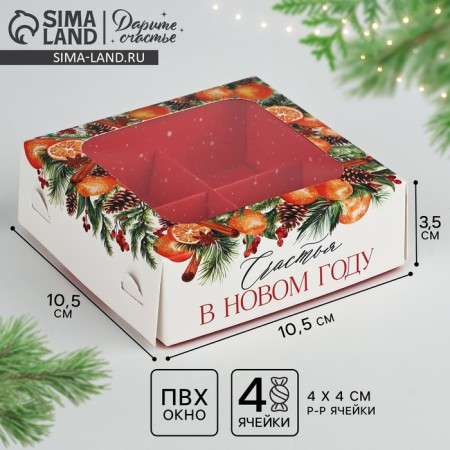 Box for sweets "Winter Botanika", 10.5 x 10.5 x 3.5 cm, New Year