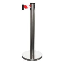 The fence stand is gray, with an exhaust ribbon-470cm red-white, height-90cm, d-6cm, floor D-32cm