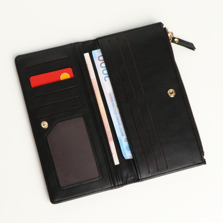 Women's wallet on magnets, black color-4