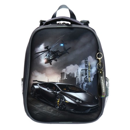 School backpack 38 x 30 x 16 cm, ergonomic back, Stavia "Auto", brown-2
